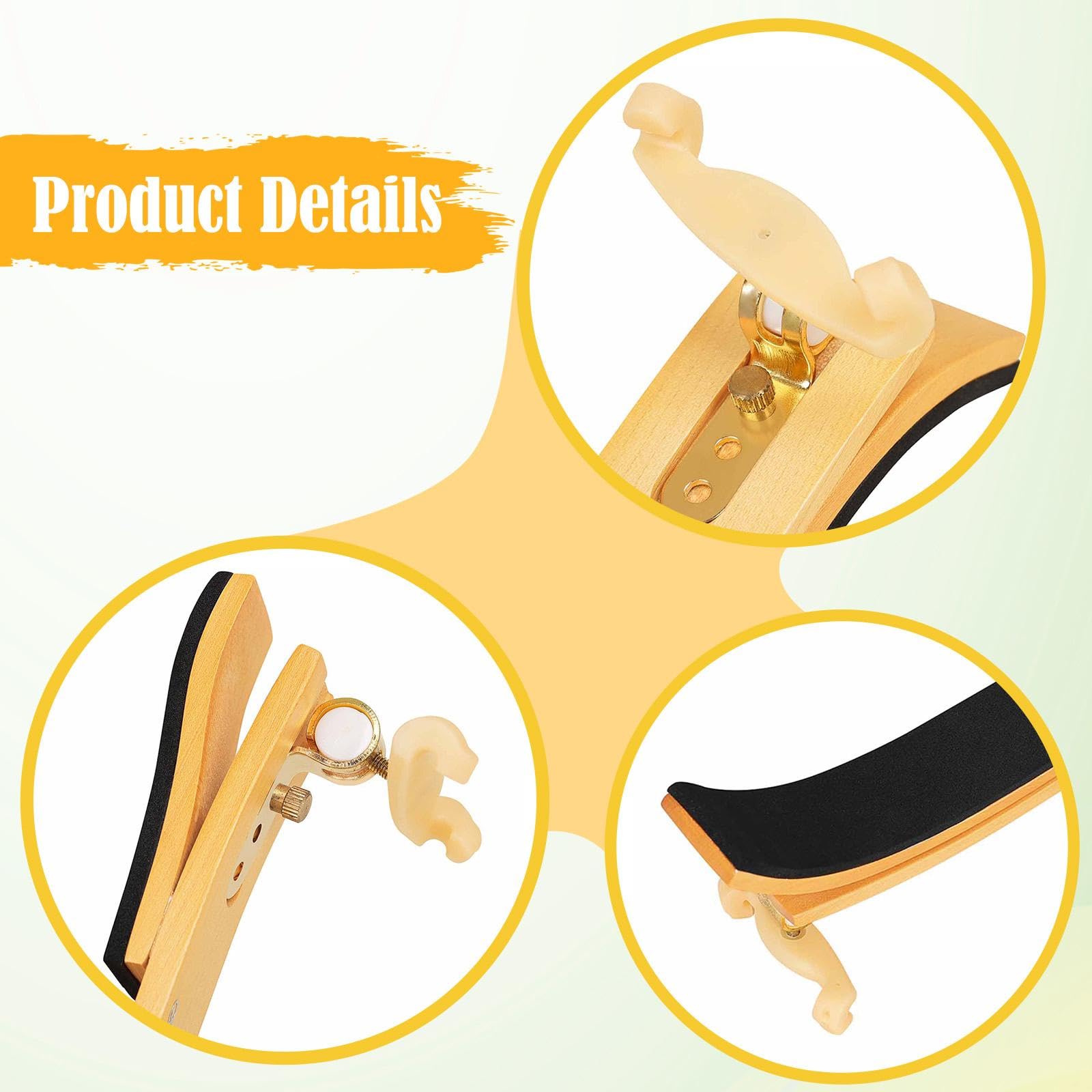 Support Épaulière Violon Accessoire Violon Pieds Réglables Silicone EVA Bois Métal Facile à Utiliser Adapté Aux Débutants Professionnels Familles Prat