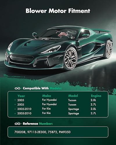 Vista 1378 de SCITOO 700188 Reemplazo del motor del ventilador HVAC con jaula de ventilador para Toyota Tacoma 2005-2015, reemplazo OE - 87103-04043, 87103-04044