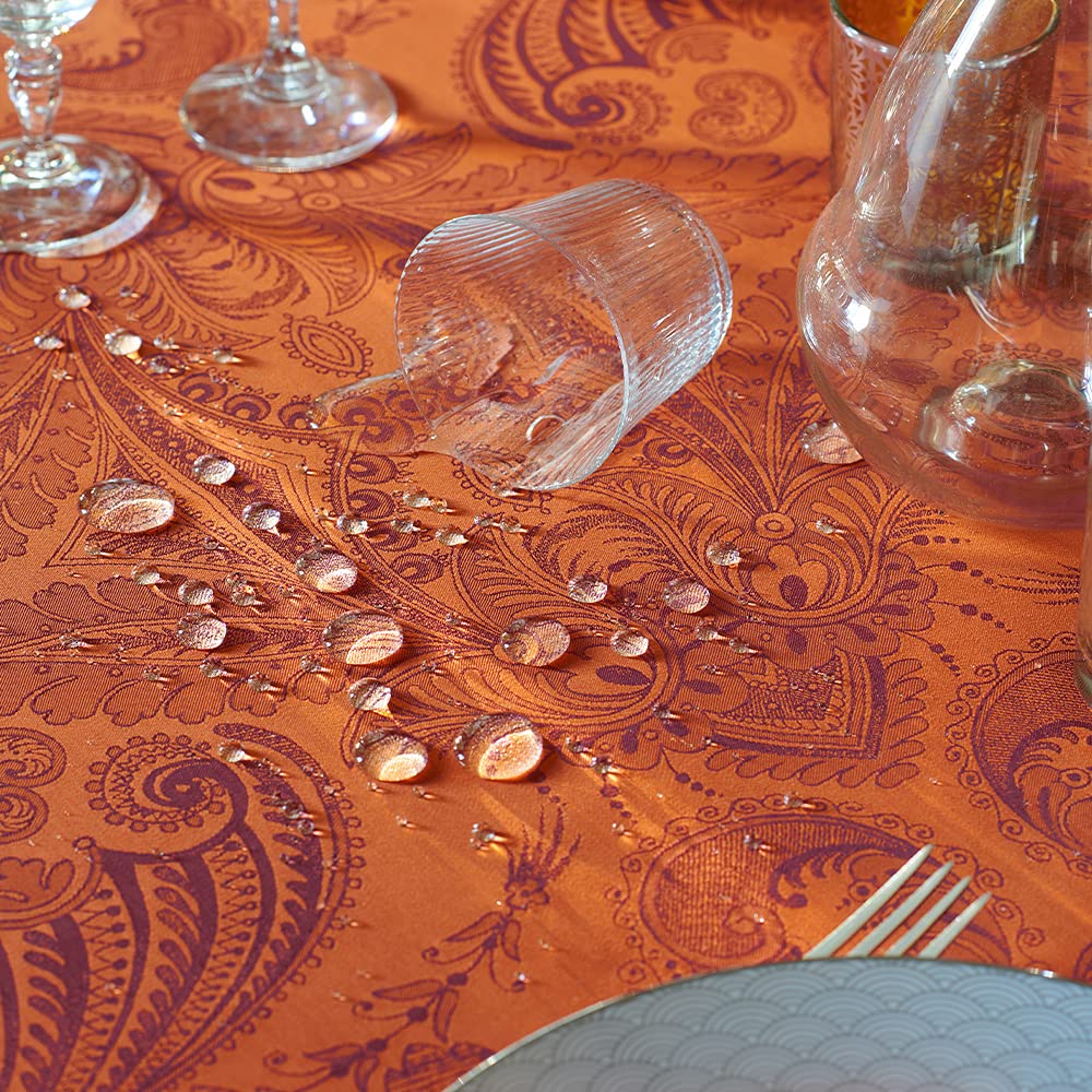 Nappe En Coton Rouge Canneberge Garnier-Thiebaut - Dimensions 71x118 Cm - Motif Folklorique - Neuf Avec étiquettes