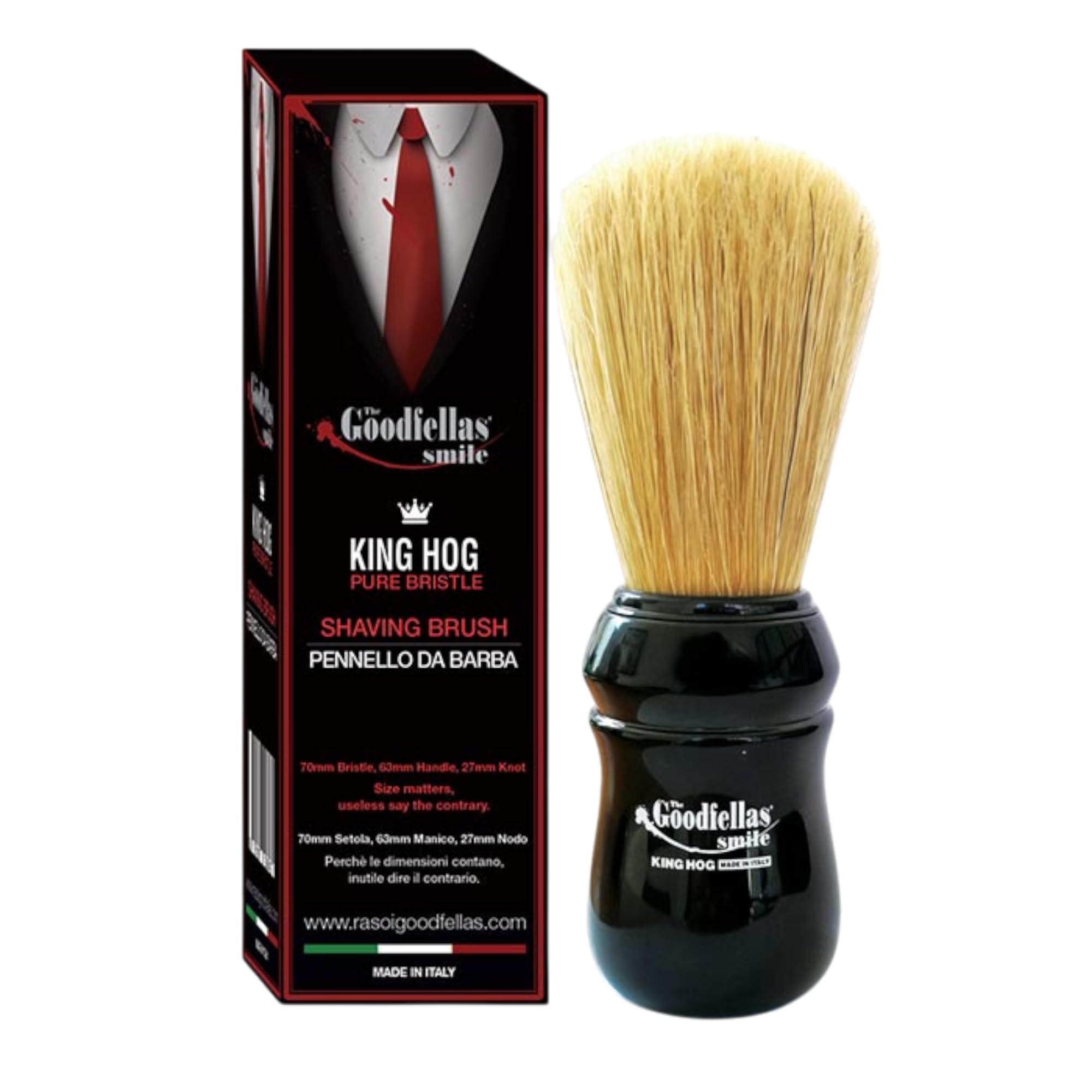 Goodfellas' Smile King Hog Boar Shaving Brush, 27mm Knot, Made in Italy