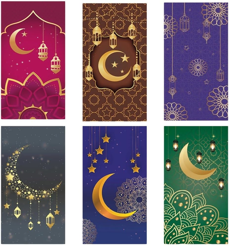 6pcs Eid Mubarak Money Envelope Red Envelope Money Cards Ramadan Red Envelopes Cash Packaging Bag for Party