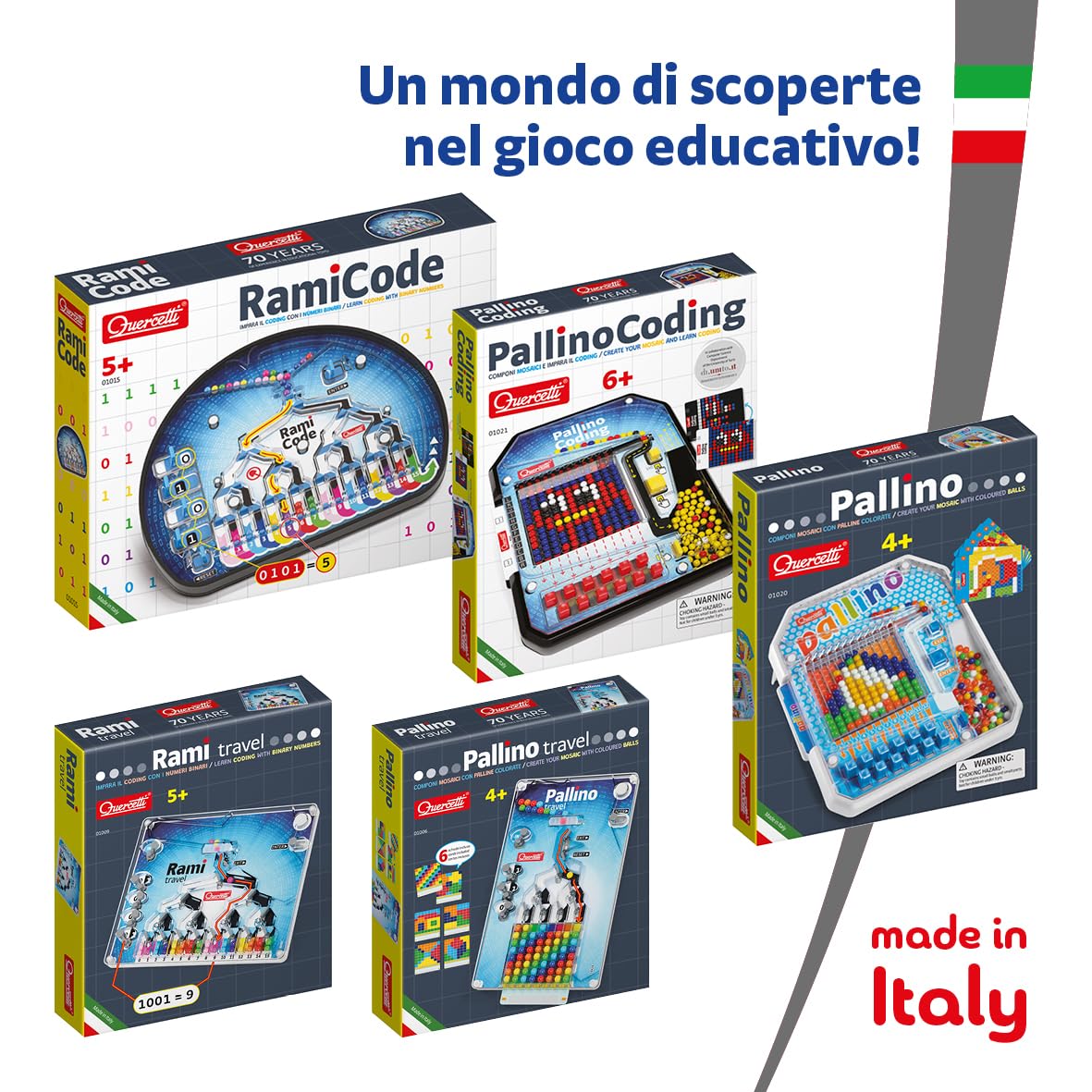 Quercetti Rami Code, Gioco Educativo 6 Anni +, Impara Il Coding e Il Pensiero Computazionale, Giochi Creativi con Percorsi a Palline Colorate, Gadget Compleanno Bambini, Giocattoli Bambino 6 Anni