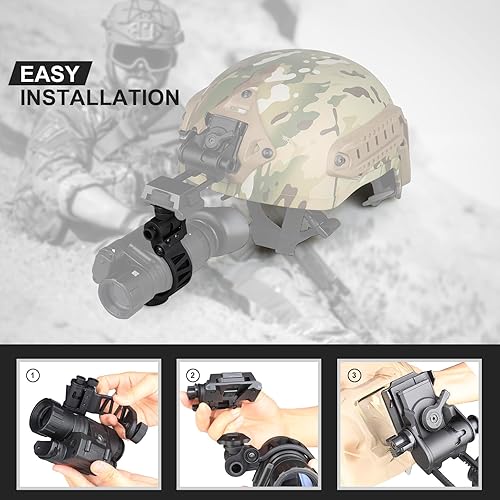 Miniatura 7 de YSS Nueva aleación de aluminio PVS14 visión nocturna J-brazo montaje apto para casco calado diseño (soporte ojo izquierdo, rosca china)