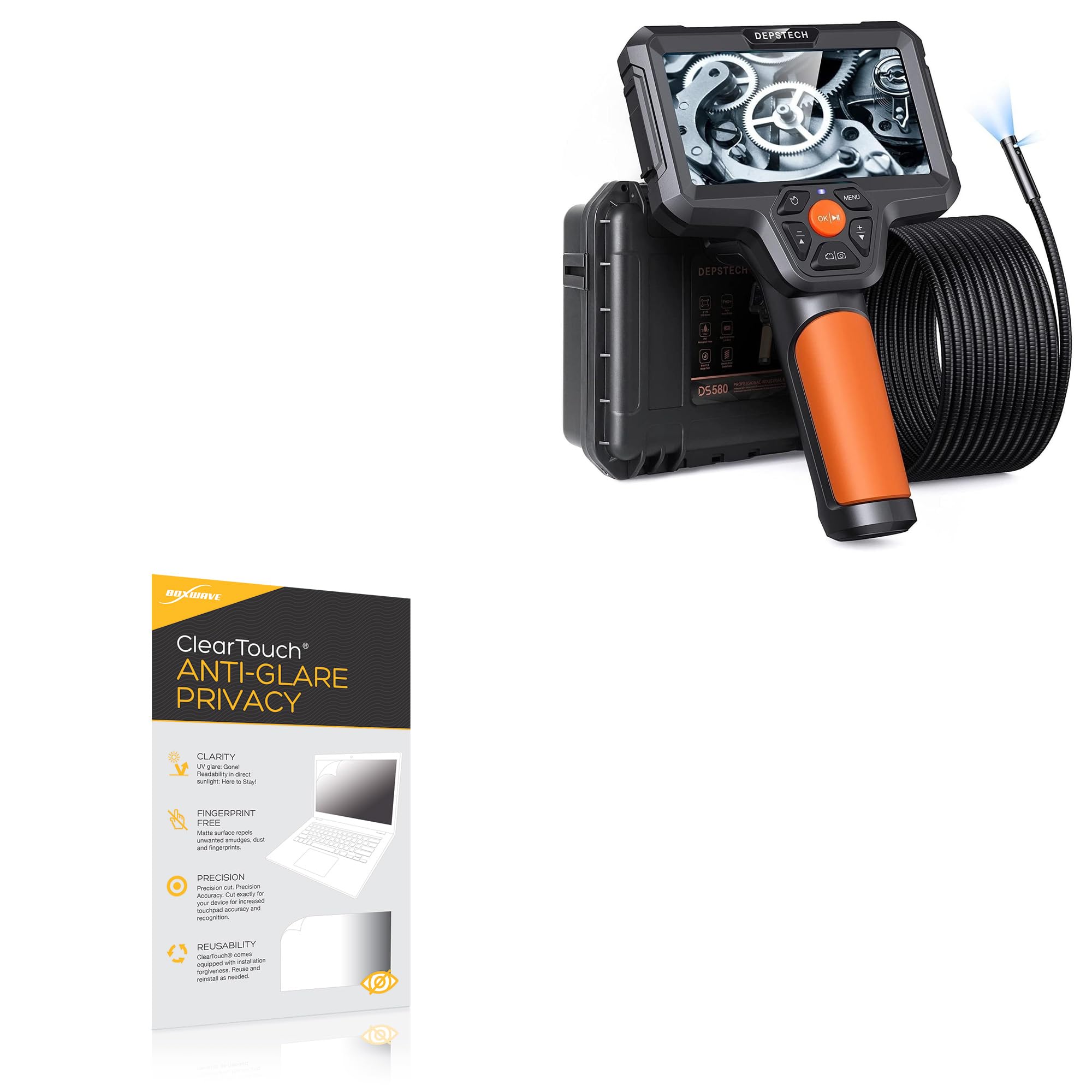 BoxWave Screen Protector Compatible with Depstech Dual Lens 5.0 Video Borescope Inspection Camera (5 in) - ClearTouch Anti-Glare Privacy (2-Pack), Privacy Screen Protector Flexible Film Anti-Glare