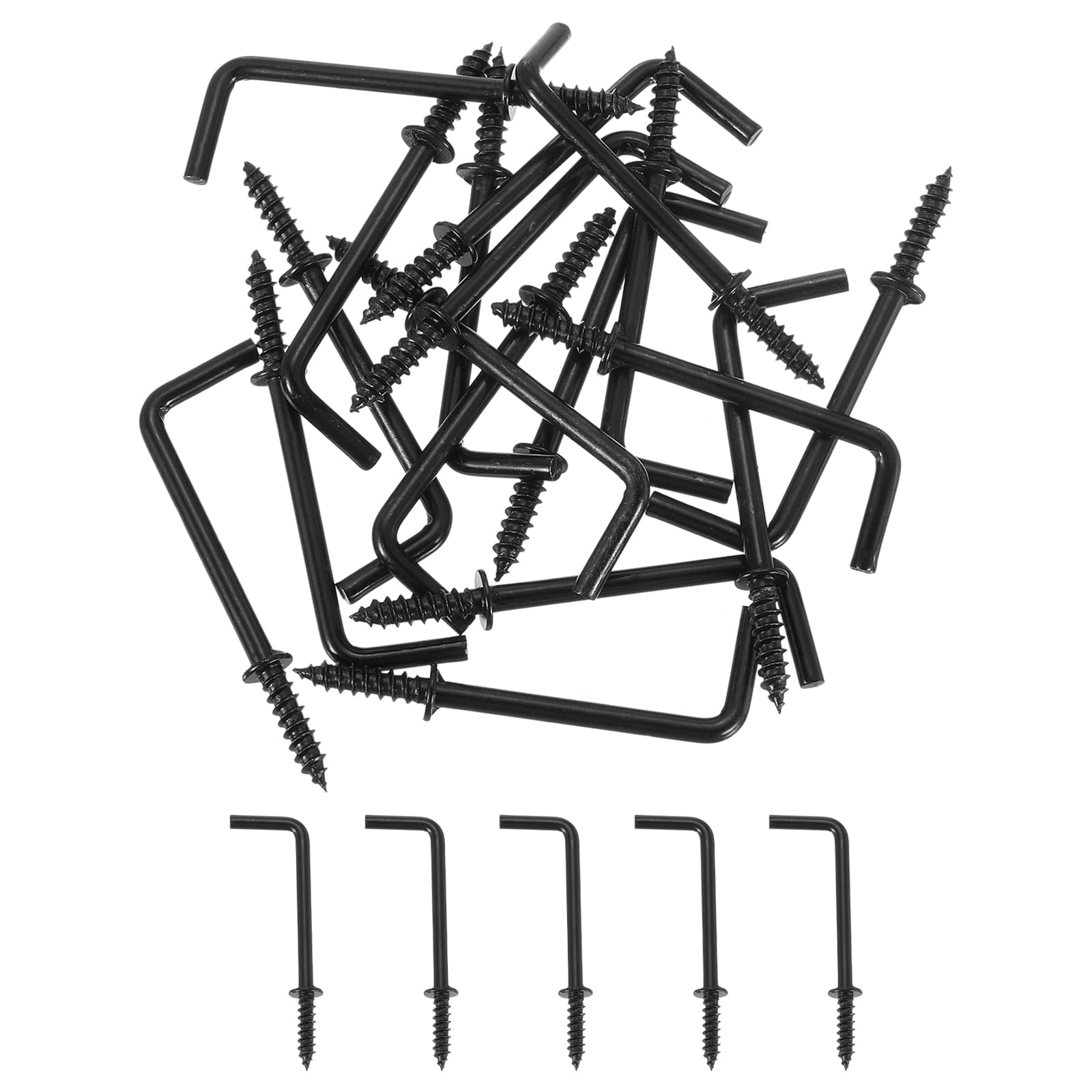 Crochets de suspension en L uxcell 3,8 cm | Petits crochets à vis noirs à angle droit pour bois