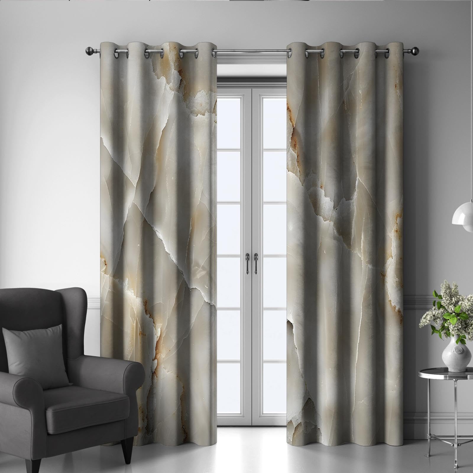 Amazon｜大理石の質感遮光カーテン寝室ソフト断熱カーテンリビング