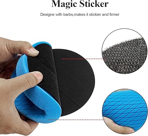 Miniatura 12 de Autolock Almohadillas de pulido de 7 pulgadas, 6 piezas de cara de 7 pulgadas de 7.087 in para placa de respaldo de 6.7 pulgadas, esponja de pulido