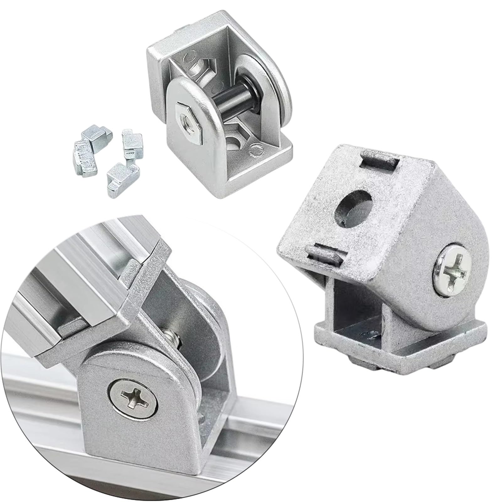 Junta pivotante de bisagra Flexible, 4 Uds., 2020 3030 4040, conector de ángulo recto de ajuste de aluminio fundido, perfiles de ranura en T con ranura en V(4040)