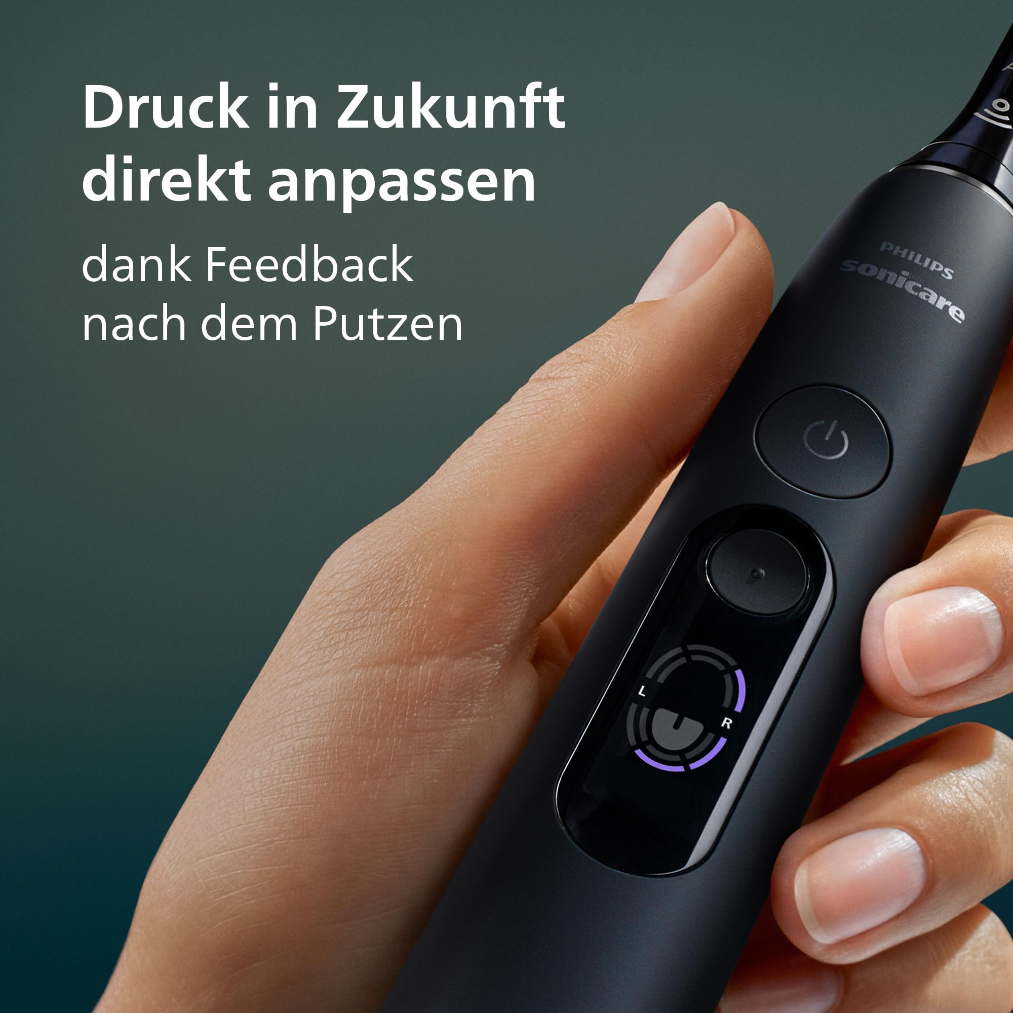 Philips Sonicare Next-Generation DiamondClean 8500 elektrische Zahnbürste – mit intelligenter Andruckkontrolle und 18 Einstellungen, Schwarz, HX8514/12