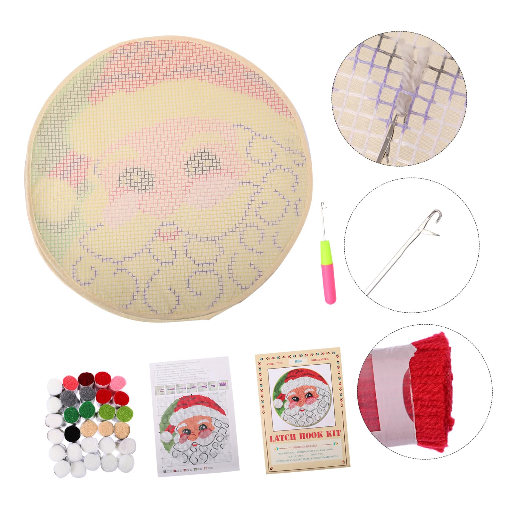 Cabilock Kit Di Uncinetto Fai Da Te Per Tappeti Natalizi Filo Acrilico Intero Colore Vivi Motivi Natalizi Punta Plastica Anti-scivolamento Rete Stampa Colorata