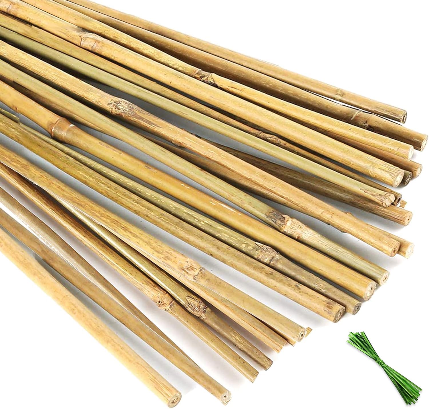 Plant Stakes Natural Bamboo Sticks: 18inch Garden Plant Support Sticks for Indoor & Outdoor Plants, Orchid Tomato Vegetable Stakes 20Pack (Plant Sticks)
