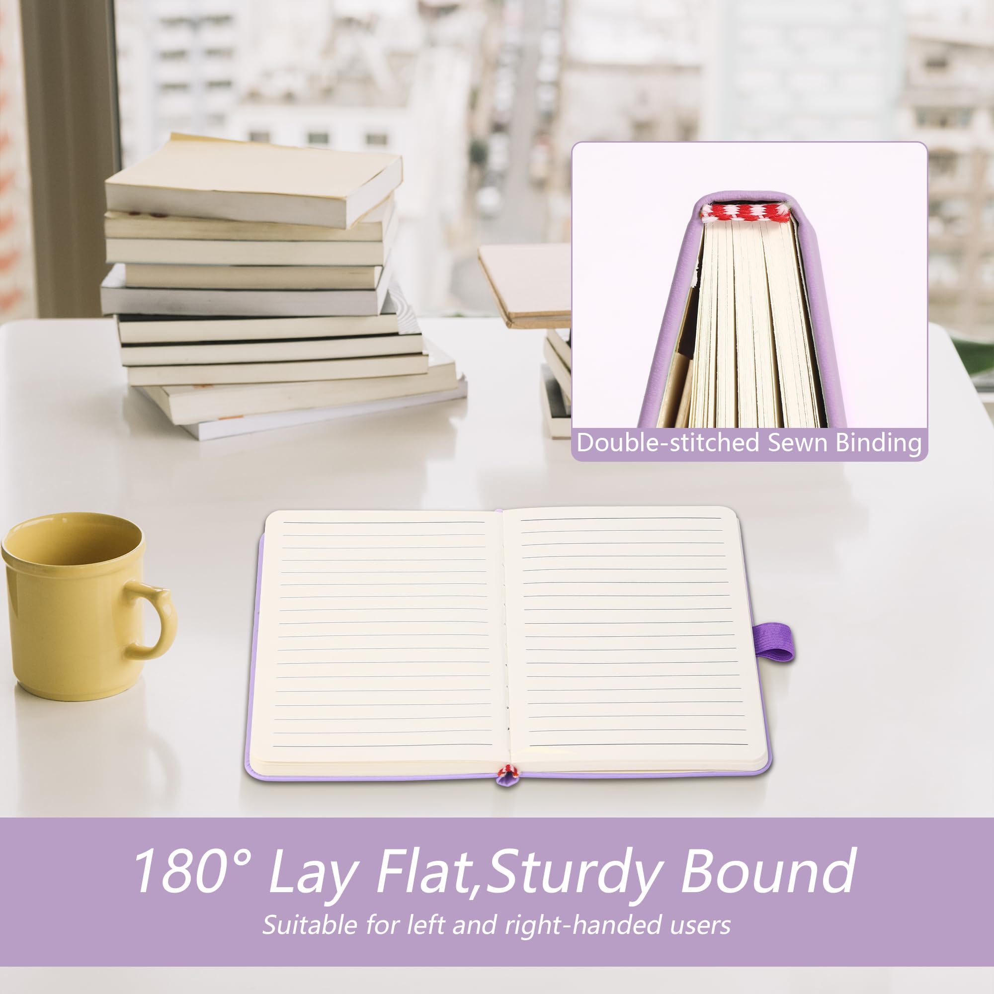 BOBO RABBIT Confezione da 3 quaderni tascabili estetici con luna e stella, piccoli mini quaderni per prendere appunti, copertina rigida, in pelle, a righe, per donne e uomini