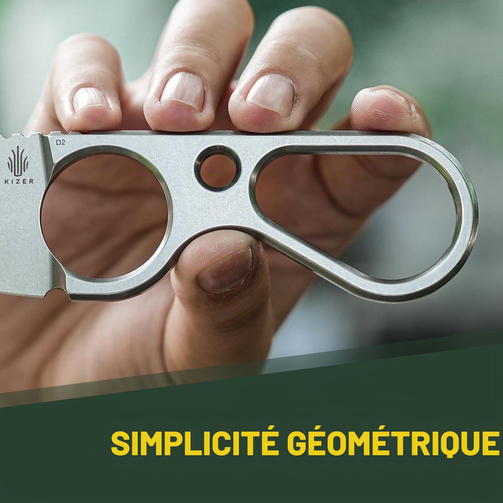Kizer Bowtie Couteau à Lame Fixe avec Étui, Mini Couteau de EDC en Acier D2, Couteaux de Cou Stonewashed de 5,83 Pouces pour Hommes et Femmes, Couteaux de Camping de Survie Argentés, 1061A1