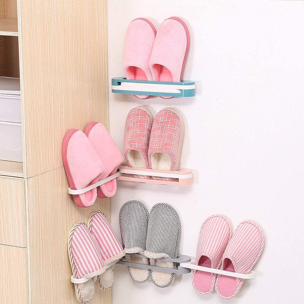 Gra8 Wall Mounted Shoe and Bathroom Towel Organizer Rack 3 in 1 Folding Shoes Hanger Hanging Shoe Organizers for Home (Multicolor) 4