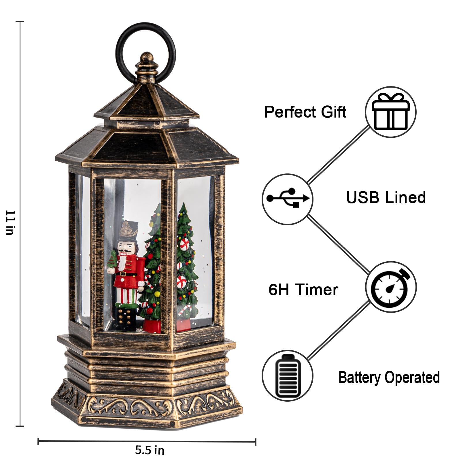 Snapklik.com : Musical Christmas Snow Globe Lantern Lighted Nutcracker ...