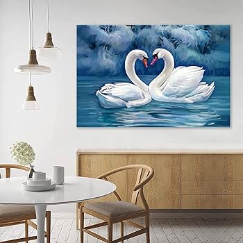Amazon.co.jp: 絵画 白鳥ですインテリア 絵画 動物ですアートパネル 壁