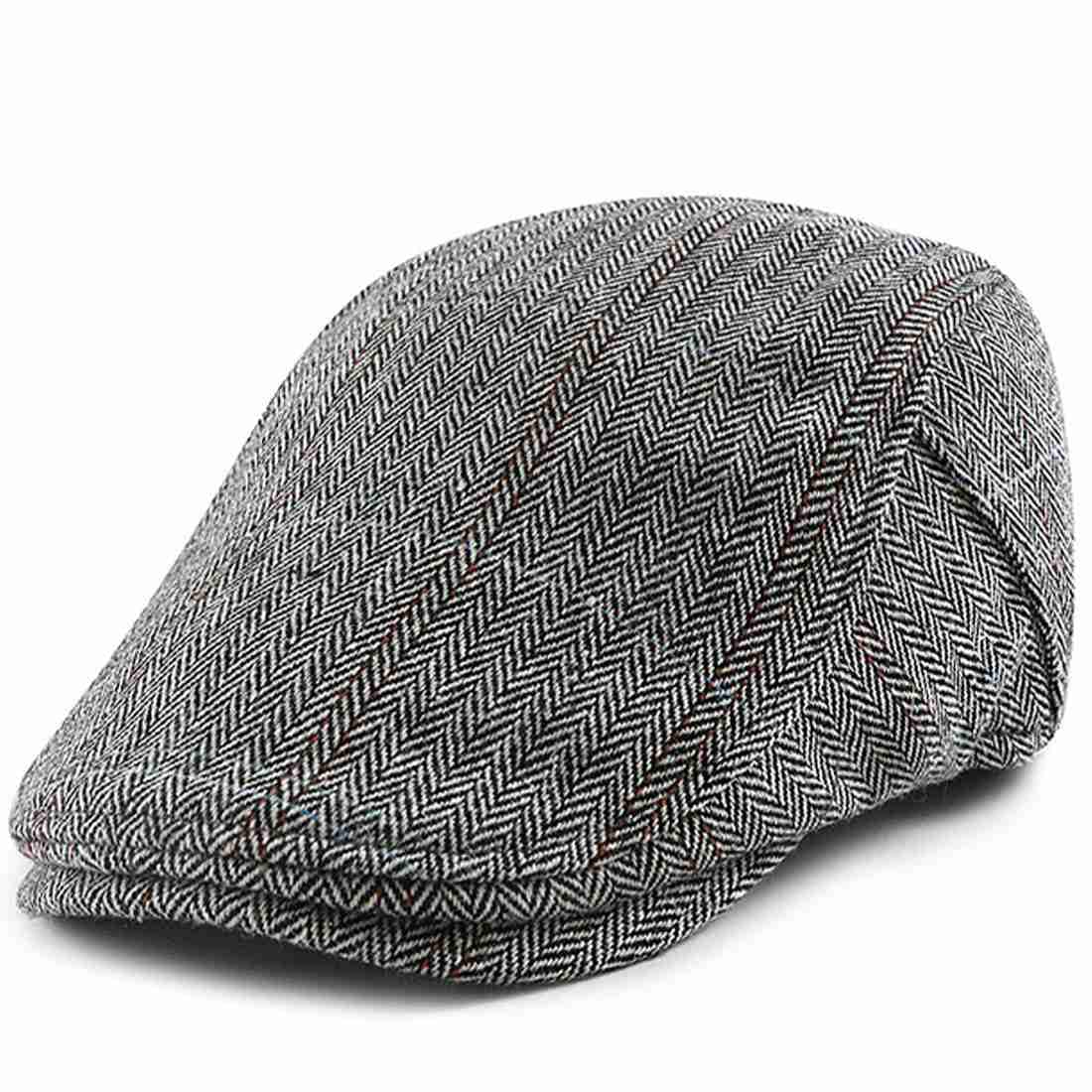 JNKET Fashion Men Women Flat Cap Leisure Newsboy Hats Driving Cap (US, Alpha, One Size, Medium, Dark Grey)