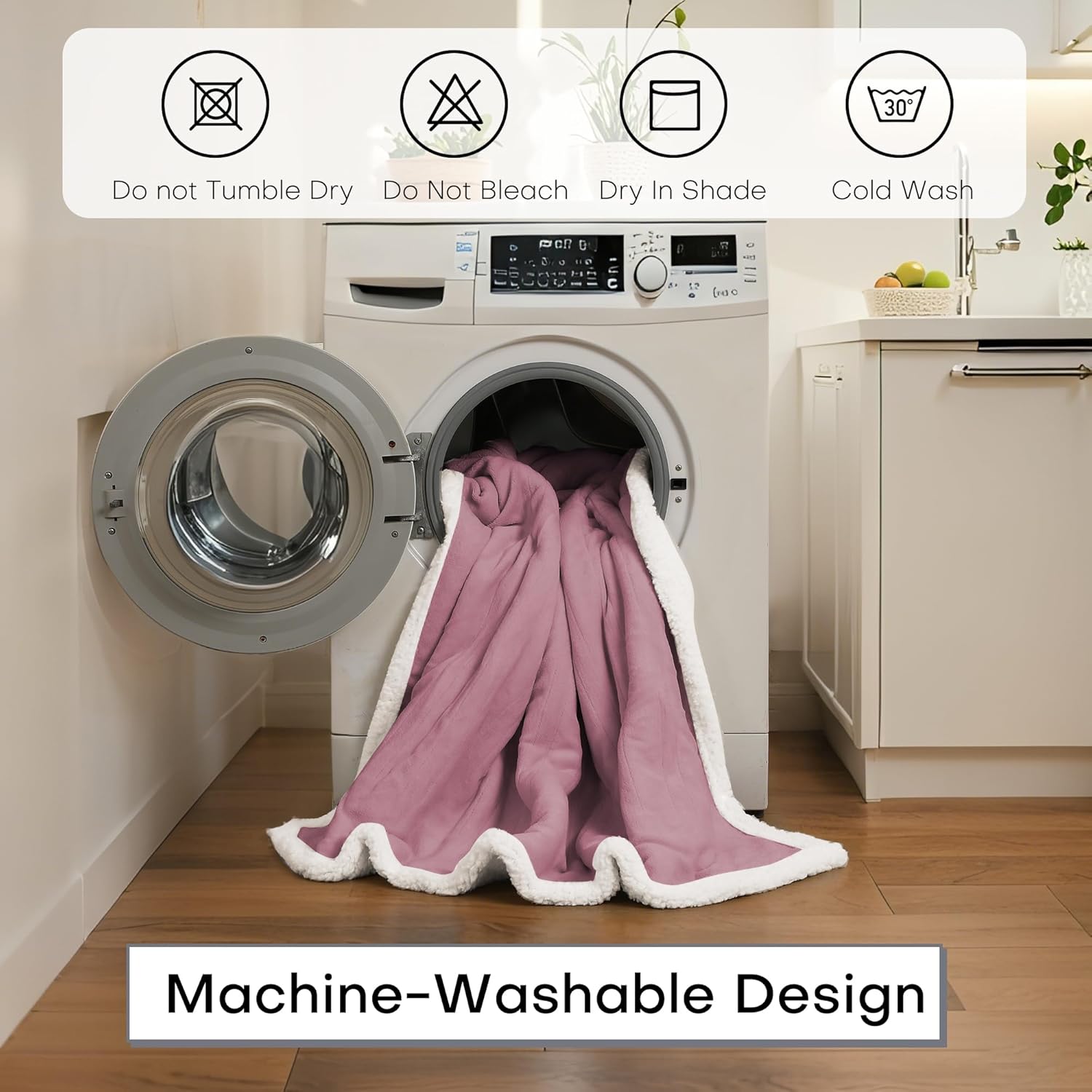 Electric Heated Blanket Throw Size 50"x60" - Dual-Sided with Microplush & Sherpa Fabric, 4 Heat Settings & 3 Hours Auto Off, Machine Washable - Berry - Image 3