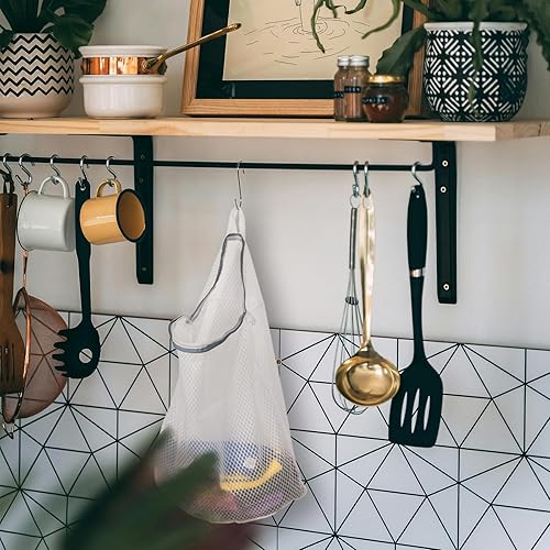 Miniatura 3 de 2 bolsas de malla para colgar en lavadora, bolsa de lavado de 15 x 12 pulgadas para ropa delicada lencería con ganchos en S