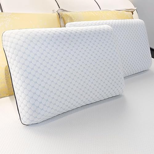 Miniatura 2 de Almohada de espuma viscoelástica, almohada de cama ventilada estándar con funda lavable, refrescante, ortopédica, soporte de cuello y hombros, para