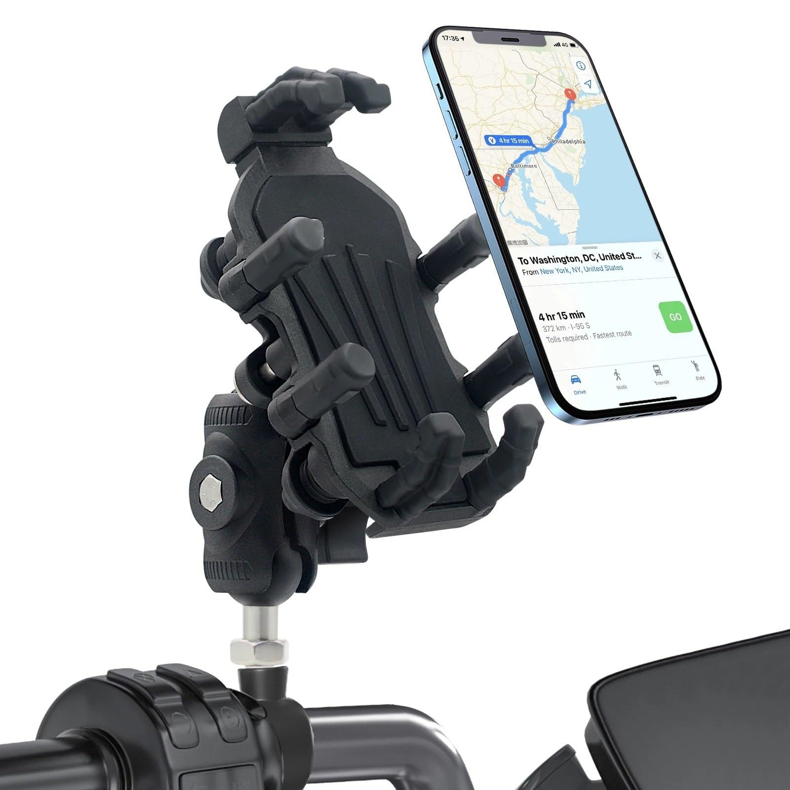 Support GPS Moto Support De Téléphone pour Moto avec Amortisseur Vibrations, Portable pour, Rotation Réglable, À Rotule pour