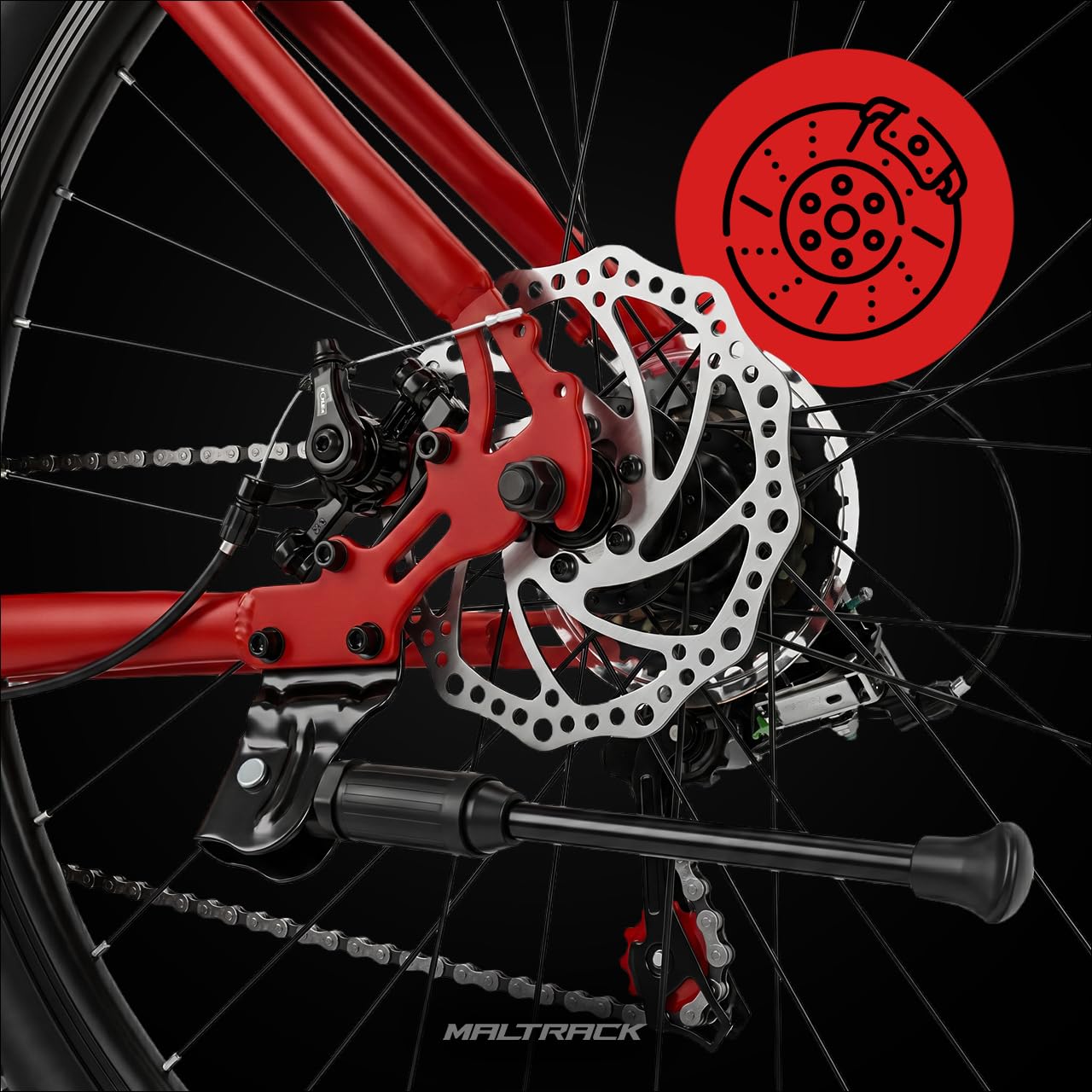 Rower górski MTB 26", do 120 kg, rower młodzieżowy z ramą stalową 17", 21 biegów Shimano Tourney TZ, mechaniczne hamulce tarczowe, widelec amortyzowany 80 mm, City Bike