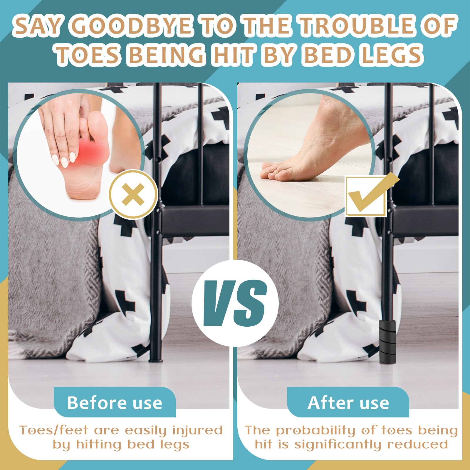 Bed Frame Cover 8-Pack Bed Frame Toe Protectors Soft Rubber