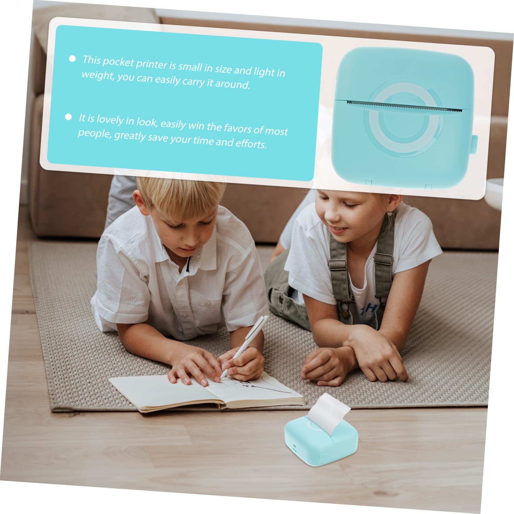 MAGICLULU Stampante Termica Portatile senza Inchiostro Stampante Wireless Compatibile con Carta per Etichette Foto Promemoria Appunti