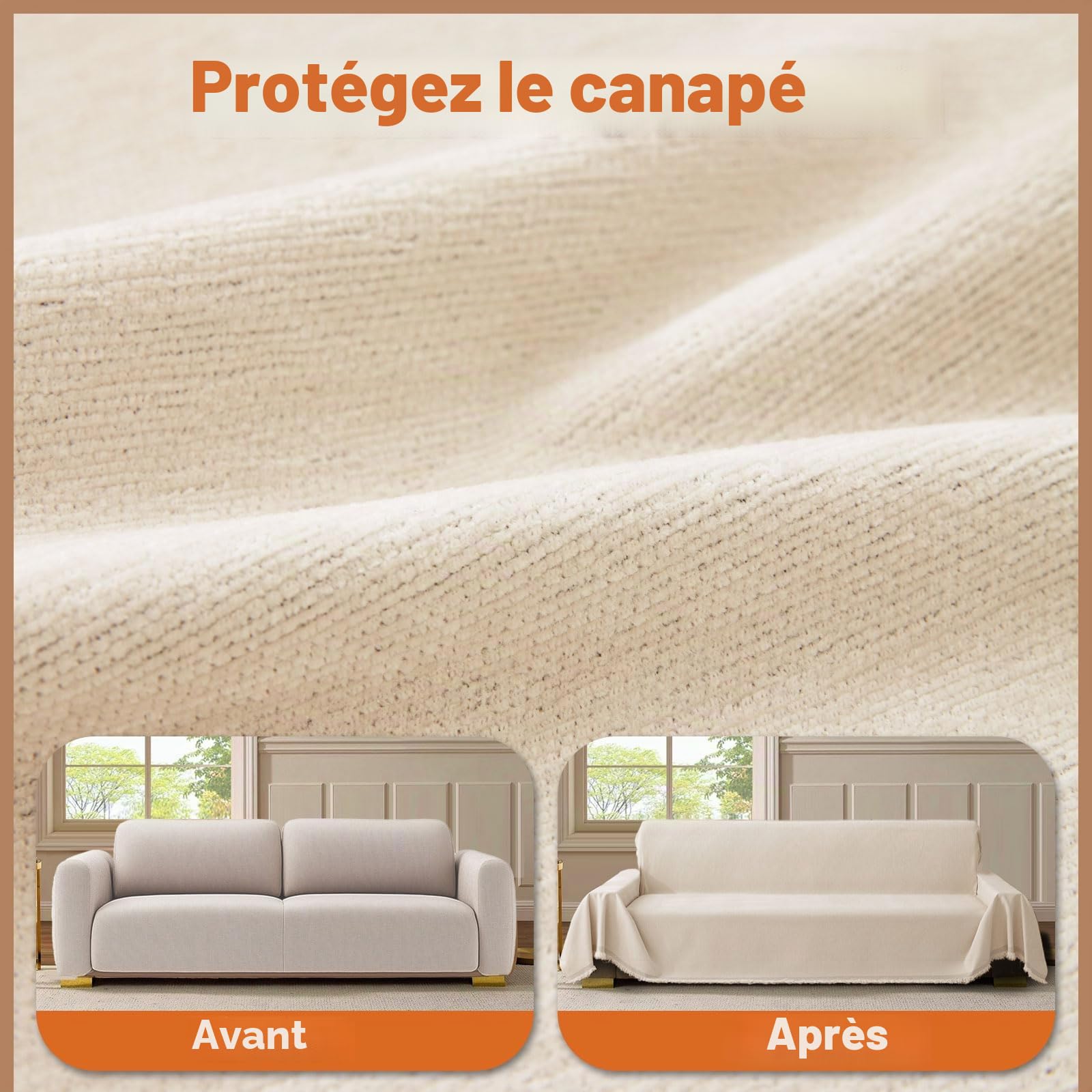 Housse de canapé Universelle antidérapante en Chenille