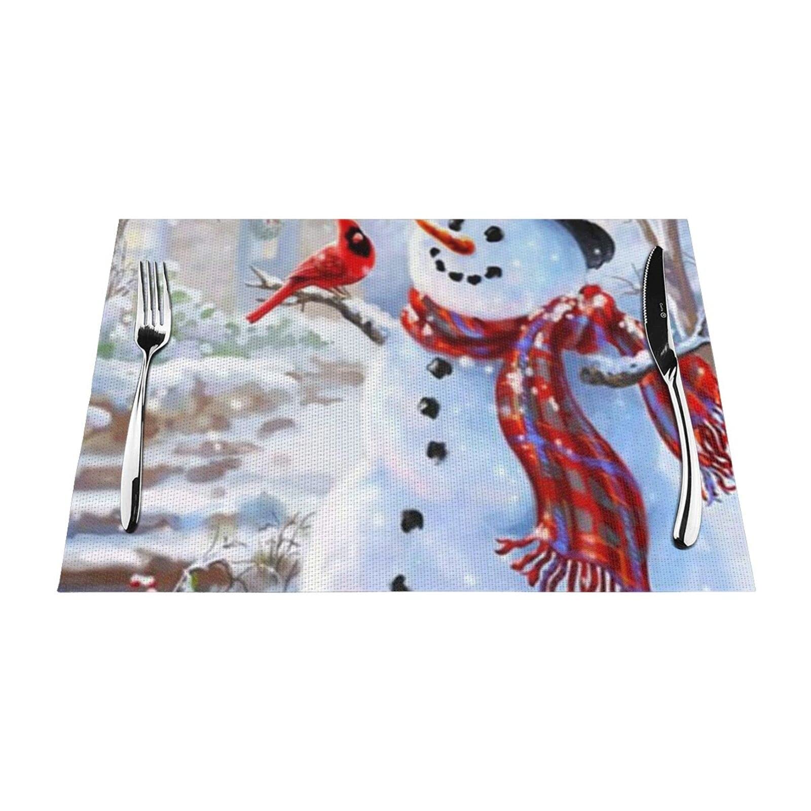 Sets de table anti-chaleur lot de 4 motif oiseau et bonhomme de neige isolants