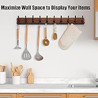 Vista 6 de Rustic 38.6" Large Coat Rack Wall Mount, Long Wood Coat Hooks with 10 Triple Hooks, Heavy Duty Wooden Coat Hanger Wall Mount for Entryway, Farmhouse