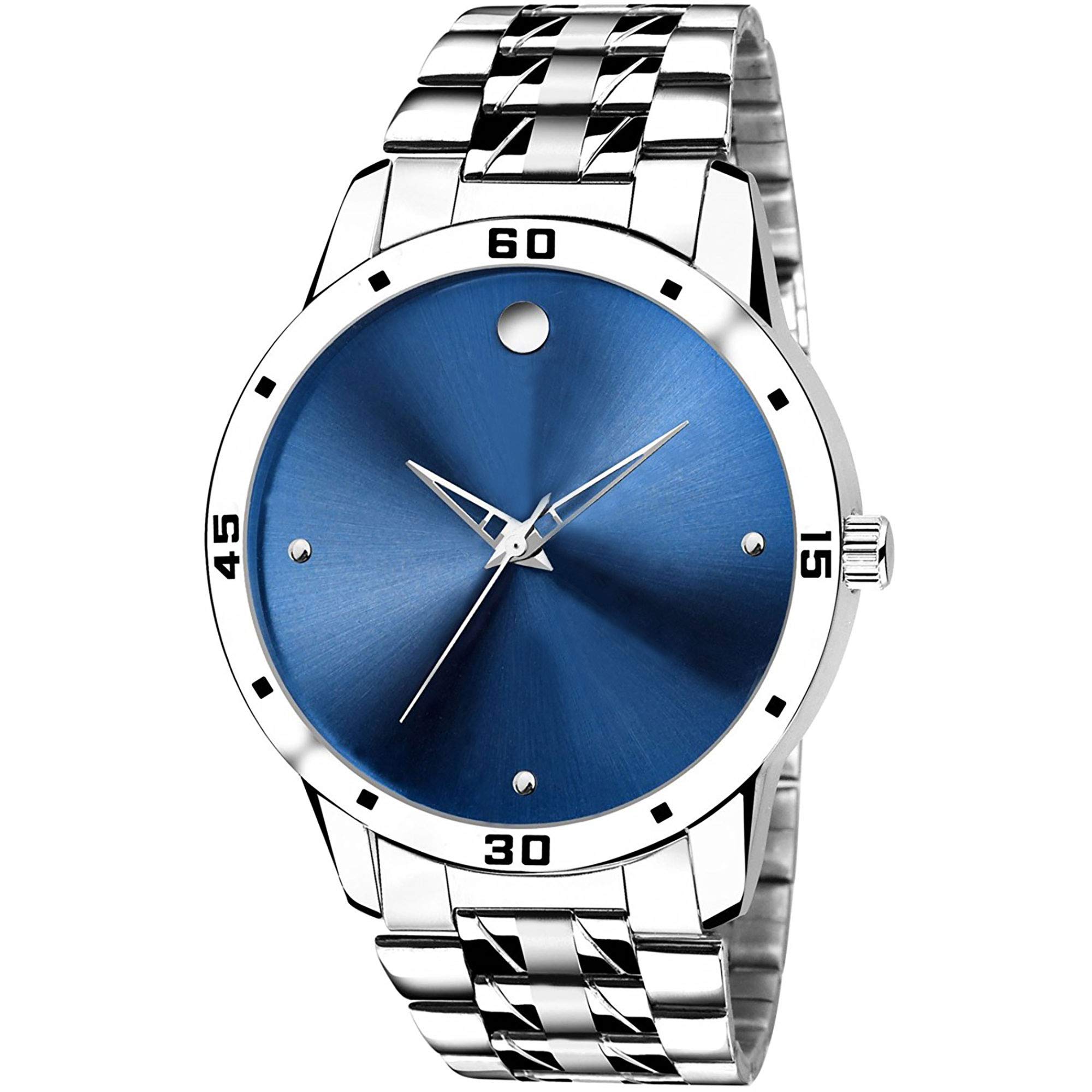 Mobile-Section Mens Sport Watch | Stylish Casual Wear Steel Analog Watch with Leather Band | Flawless Wrist Mens Watch(Movado Blue 100)
