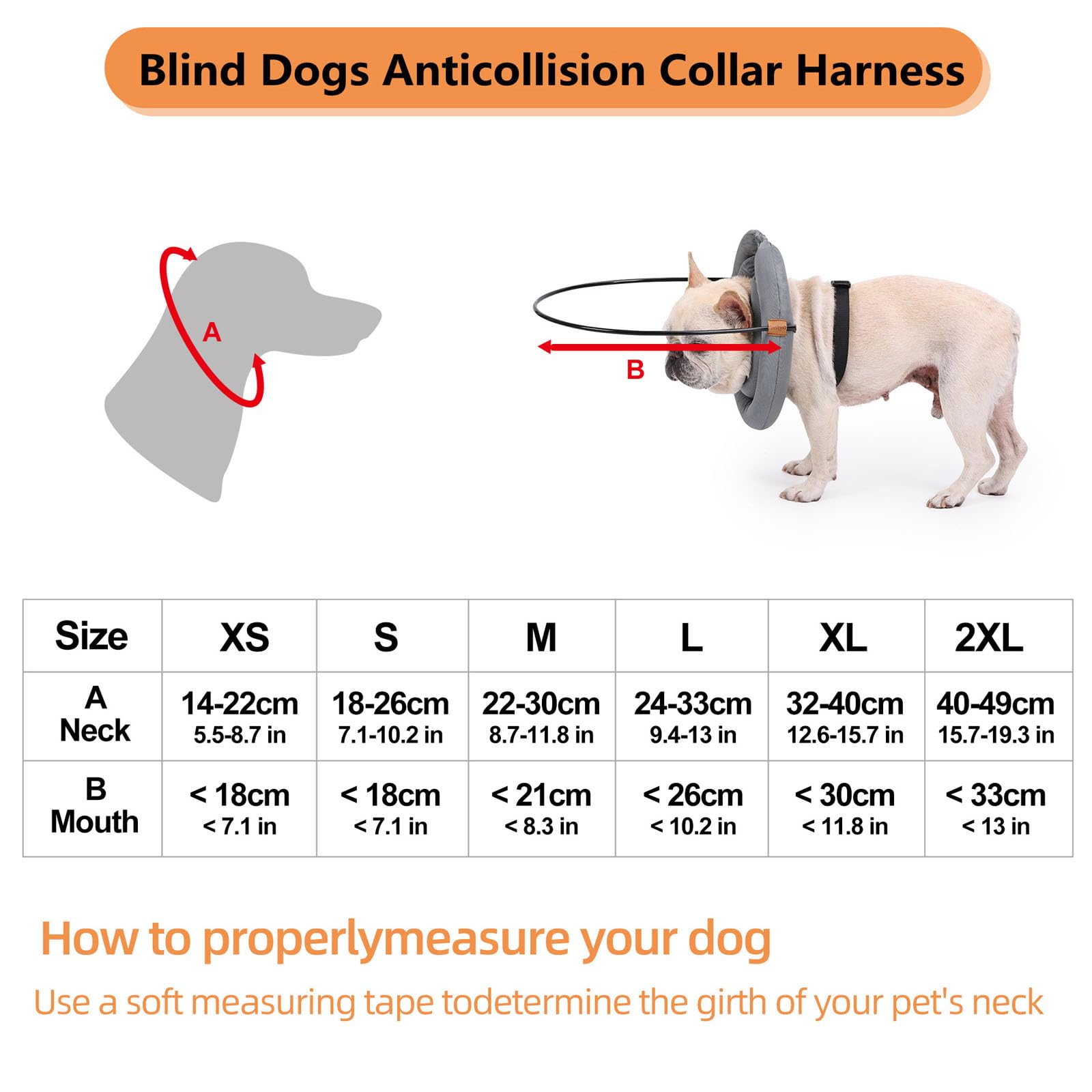 MeiAOBest Blind Dog Halo Guiding Device,Pet Anti-Collision Ring Protective Collar,Comfortable Lightweight Blind Dog Safe Accessories_M - Image 2