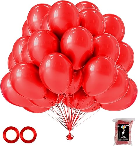 OWill 120 globos rojos de látex de 12 pulgadas, calidad de helio para cumpleaños, baby shower, boda, fiesta, suministros de Halloween, arco de