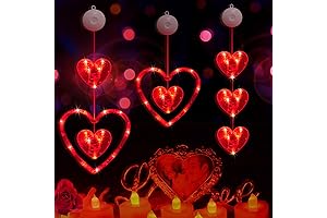 Homeleo 3-Pack Red Heart Window Lights for Expressing Valentine's Love