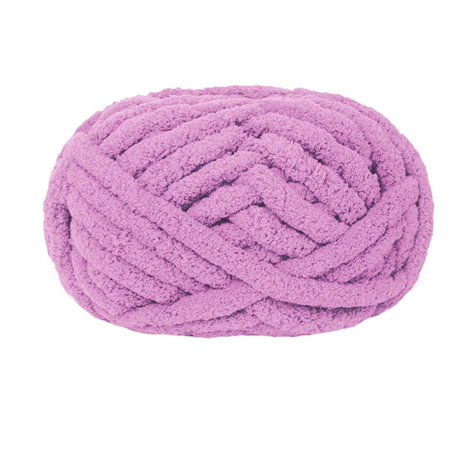 Chunky Knit Chenille Yarn for Hand Knitting Blankets, Super Soft Big Jumbo Blanket Yarn (Purple)