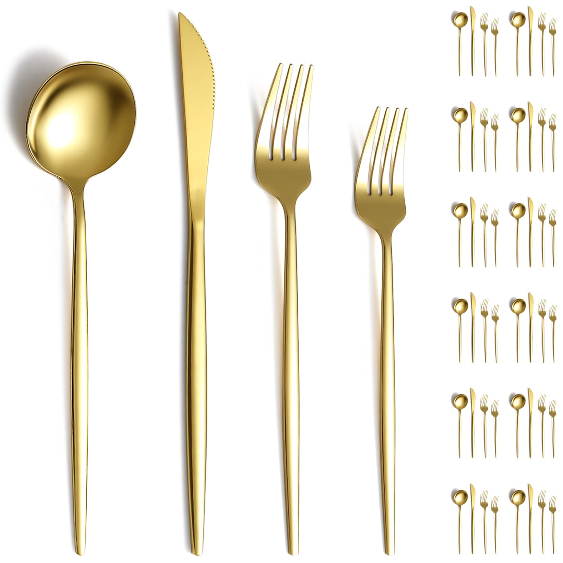 Set Posate 48 Pezzi In Acciaio Inossidabile - Servizio 12 Persone, Coltelli, Forchette, Cucchiai E Cucchiai Da Dessert, Elegante - 5