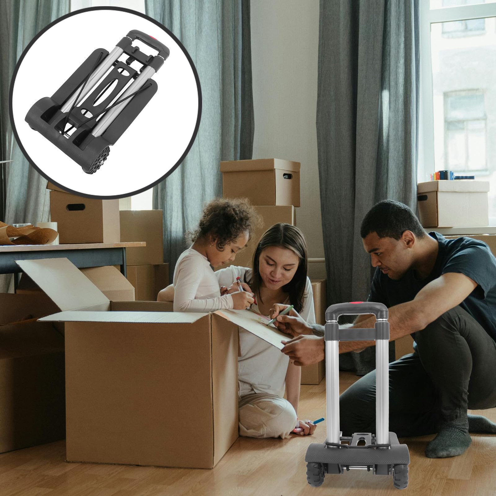 HOMSFOU Carrello Pieghevole con Ruote e Manico Regolabile Portavaligie e Spesa Leggero e Compatto Capacità Elevata per Trasporto Pesante Trolley Richiudibile per Acquisti e Viaggi