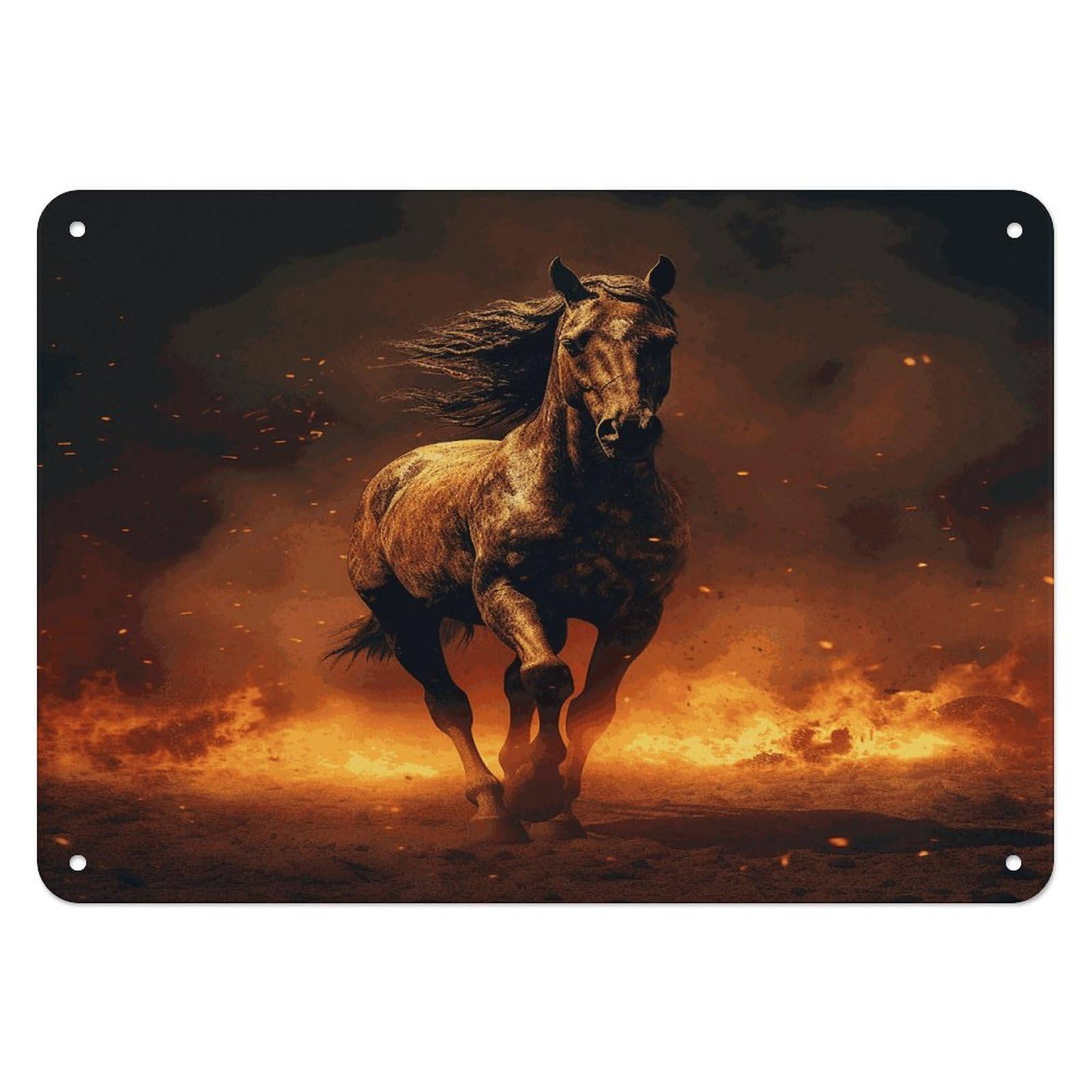 Fodpand Style Flame Horse Retro Vintage Metal Tin Sign,Wall Art Decor Garden Plaque Poster For Bedrooms Yard Bars Pubs Patios Porches 7.9X5.5 Inch
