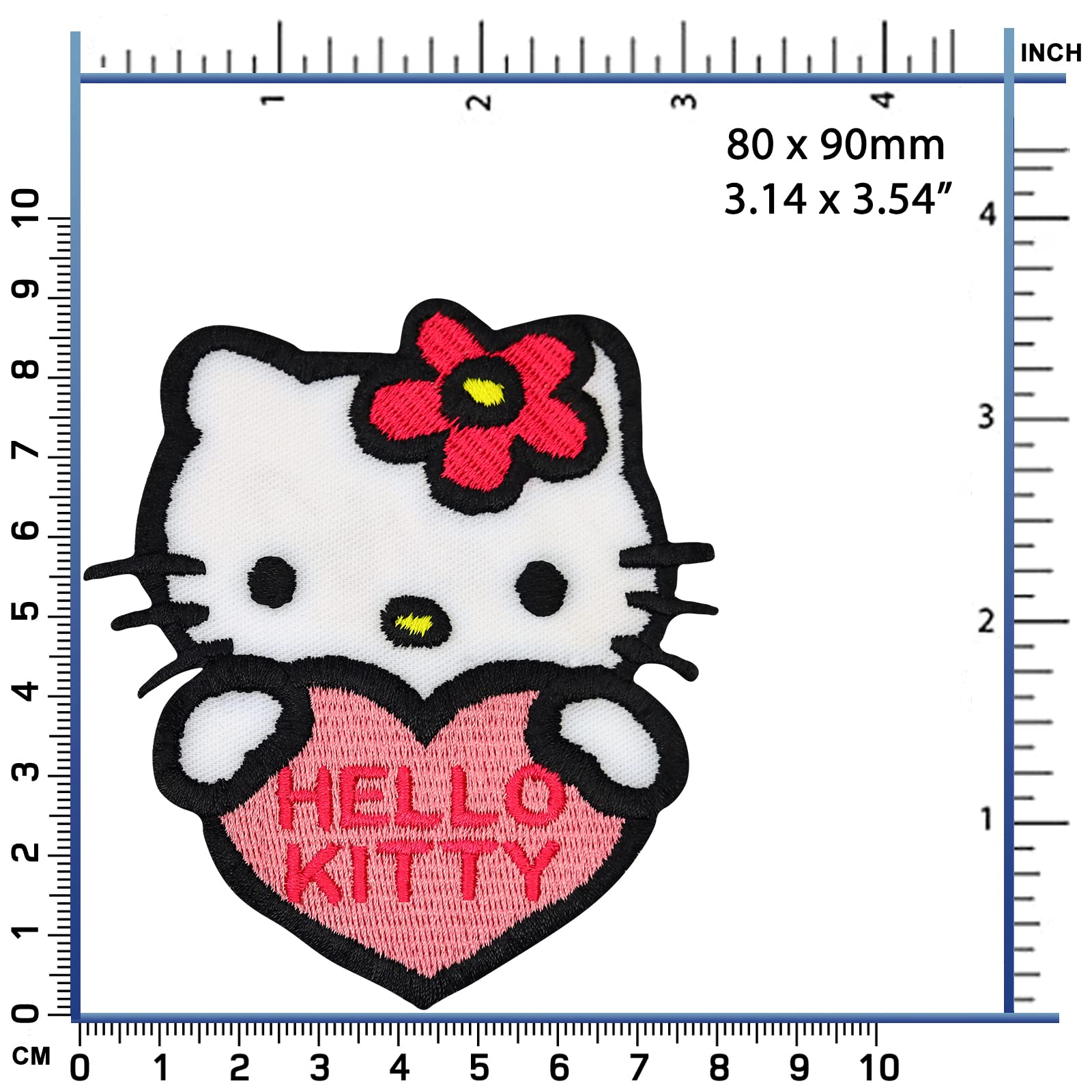 Écusson Patch Brodé Thermocollant – Chat Kitty Rose – 5 X 7 Cm – Neuf (France)