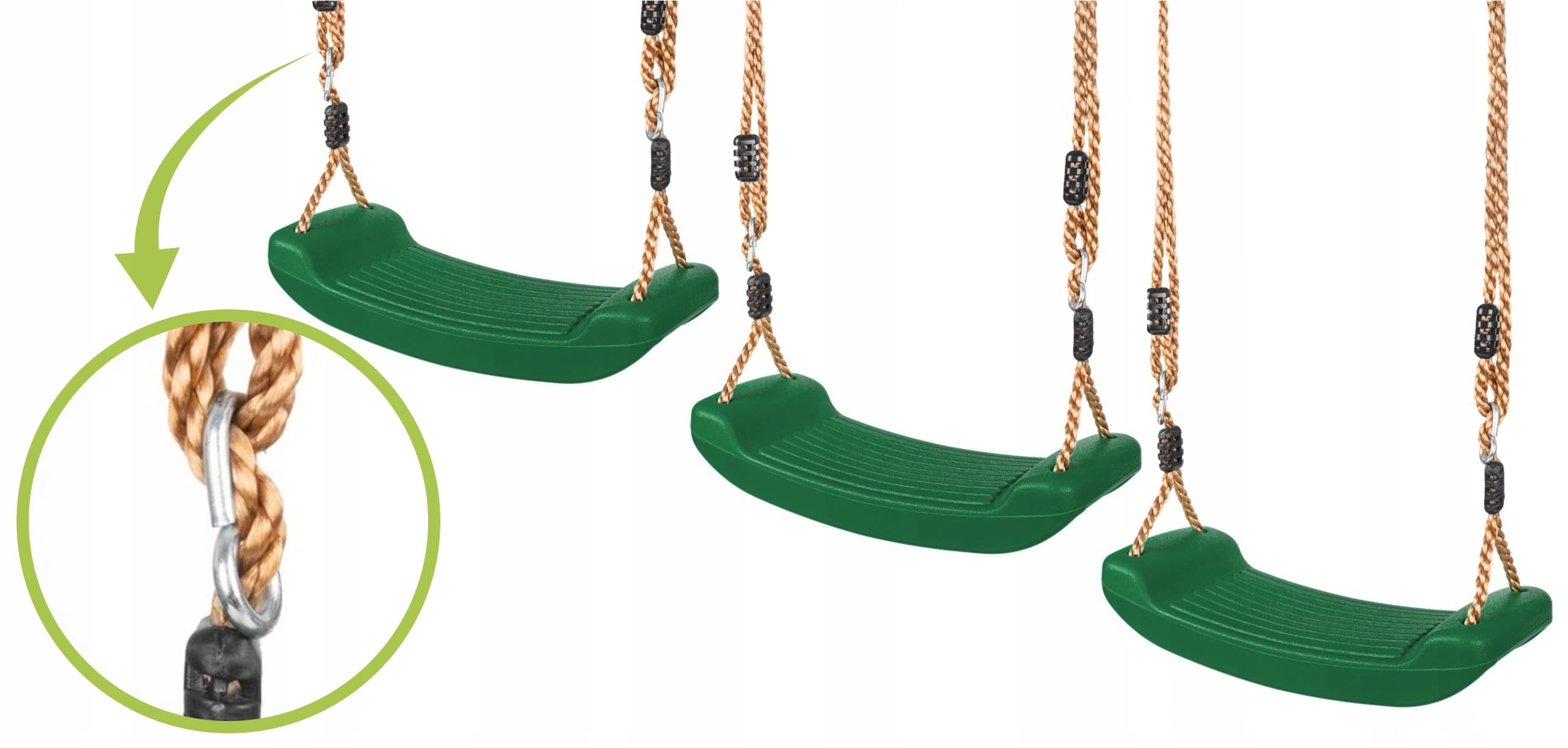 KRUMAD Altalena per bambini, per interni ed esterni, ergonomica, corde regolabili in altezza da 115 a 190 cm, portata fino a 35 kg, resistente alle intemperie, per bambini (verde scuro)