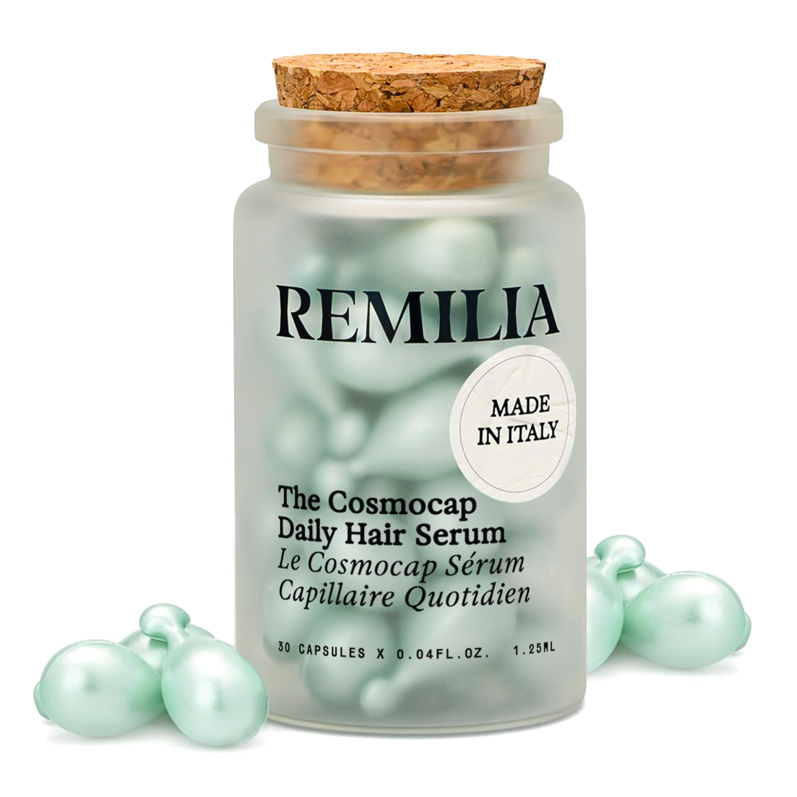 Remilia The Cosmocap Daily Hair Serum with Pro-Vitamin B5, Silk Protein & Keratin Amino Acids -Lightweight Capsules for Smoothness, Shine & Frizz Control - Salon-Inspired Daily Care - 30 Capsules