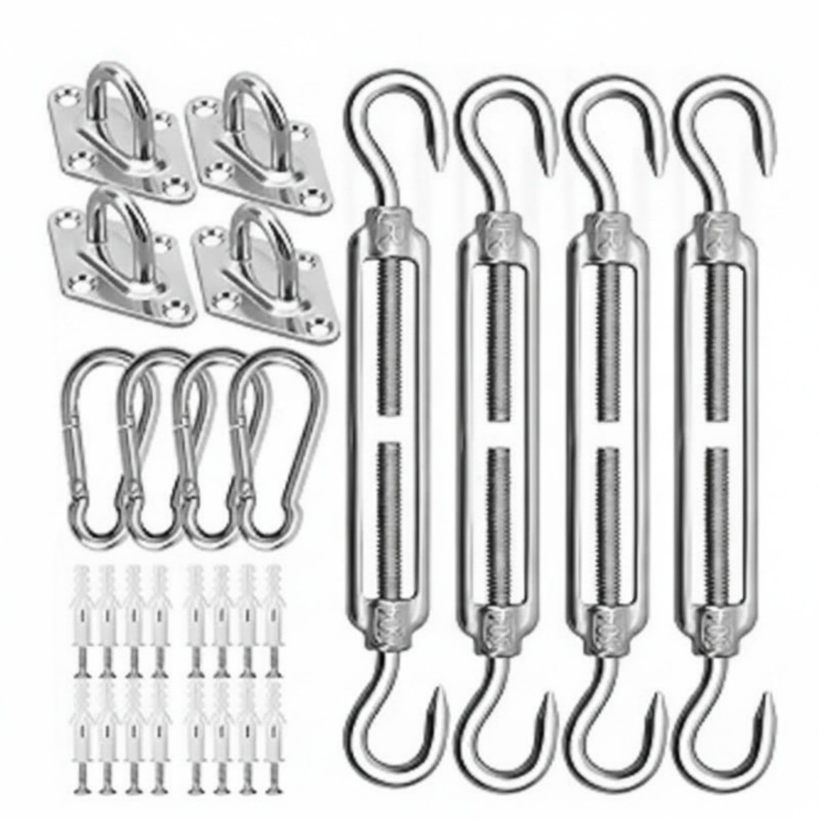 Shade Sail Hardware Set Silver Finish Shade Sail Mounting Kit Fixing Parts 5MM - 44-piece Set-image-27