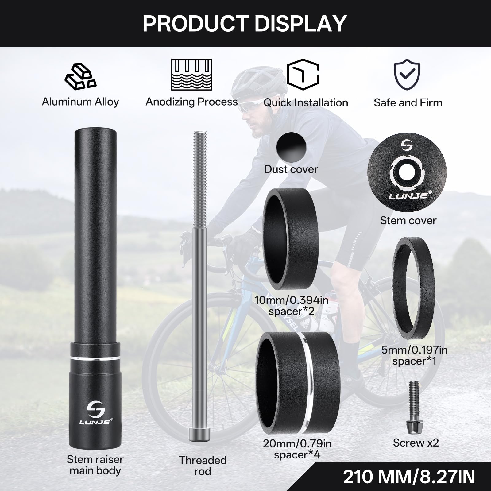 Bike Stem Riser Extender - 1-1/8