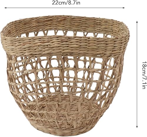 Miniatura 3 de TOPINCN 2 cestas tejidas de hierba marina, cestas de granja para decoración de macetas, cesta de flores, textura de habitación, pastos marinos,