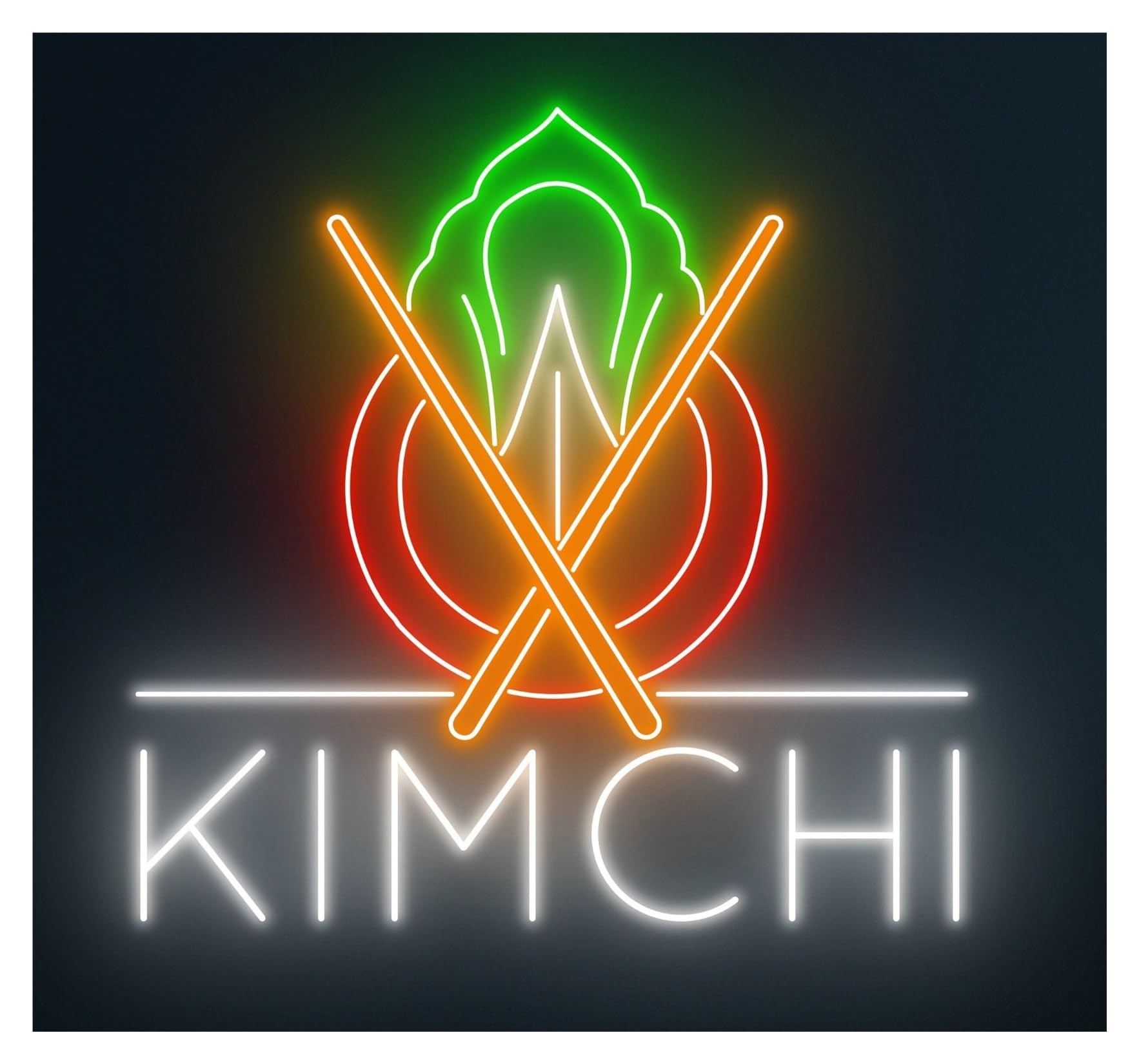 RONGCH Hanging Art Signs Kimchi Neon Sign Food Led Light Korea Restaurant Diner Room Wall Decor Storefront Window Display Business Entrance 50cm
