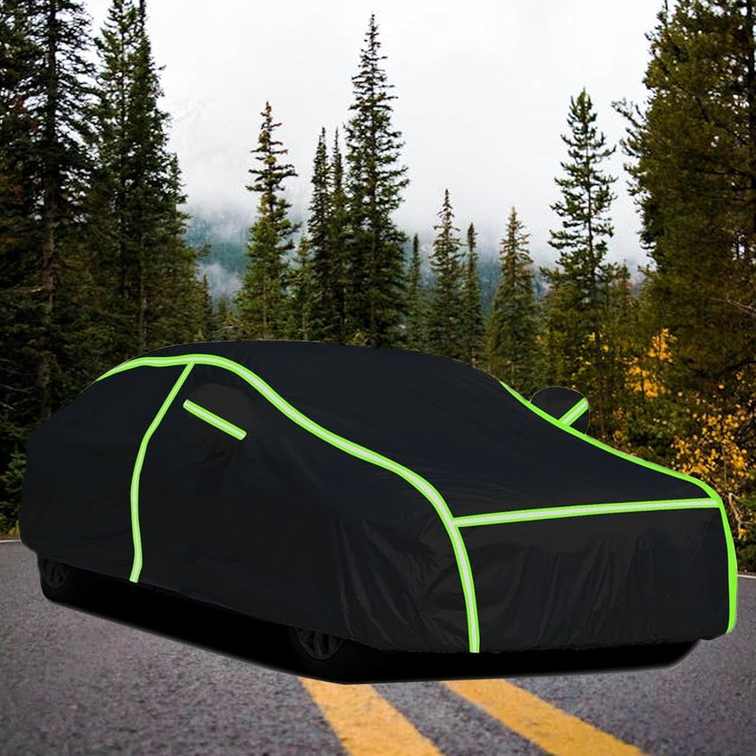 Car Cover for Toyota Avalon (2015-2018) (Sedan),All-Weather Waterproof,Dustproof,Scratch-Proof,and Sunproof,with Convenient Zippered Door and Reflective Safety Strip