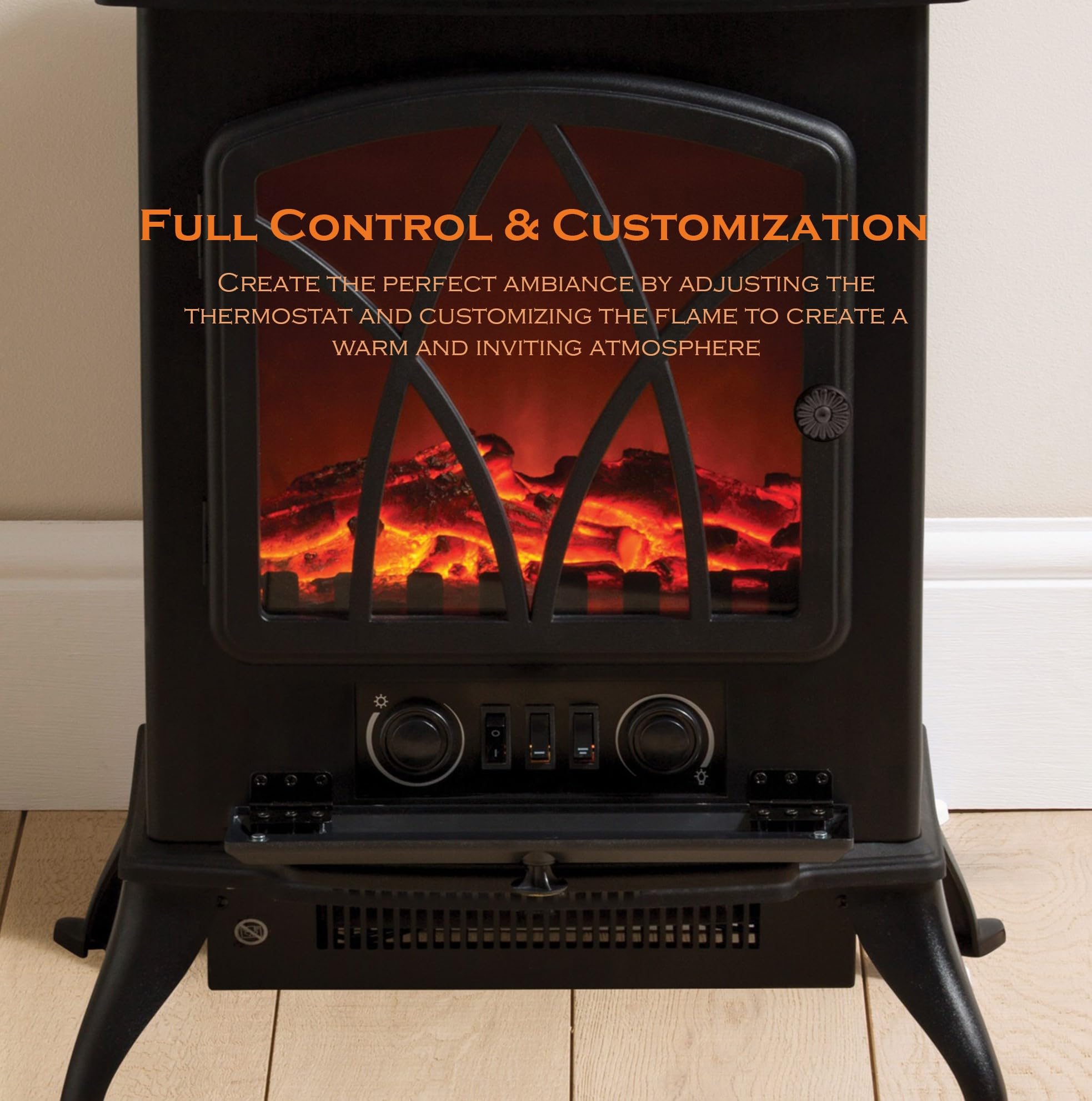 Daewoo Electric Stove Heater, 2000W, Overheat Protection, Variable  Thermostat, 2 Heat Settings, Dimmer Function For Fake Fire Effect, Instant  Heat, Ideal For Small To Medium Sized Rooms, Black : Amazon.co.uk: Home u0026