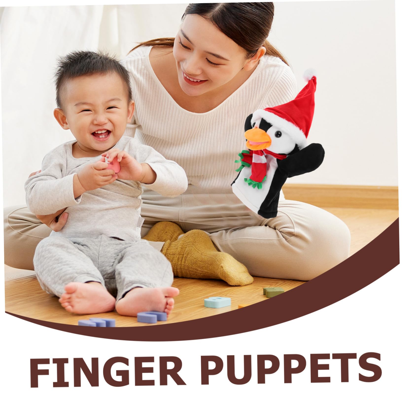 FRCOLOR 3 Piezas Marioneta de Mano Pingüino Navideño de Peluche para Interactivos Infantiles y Adultos Muñeco Animal Festivo para Historias y Actividades Familiares