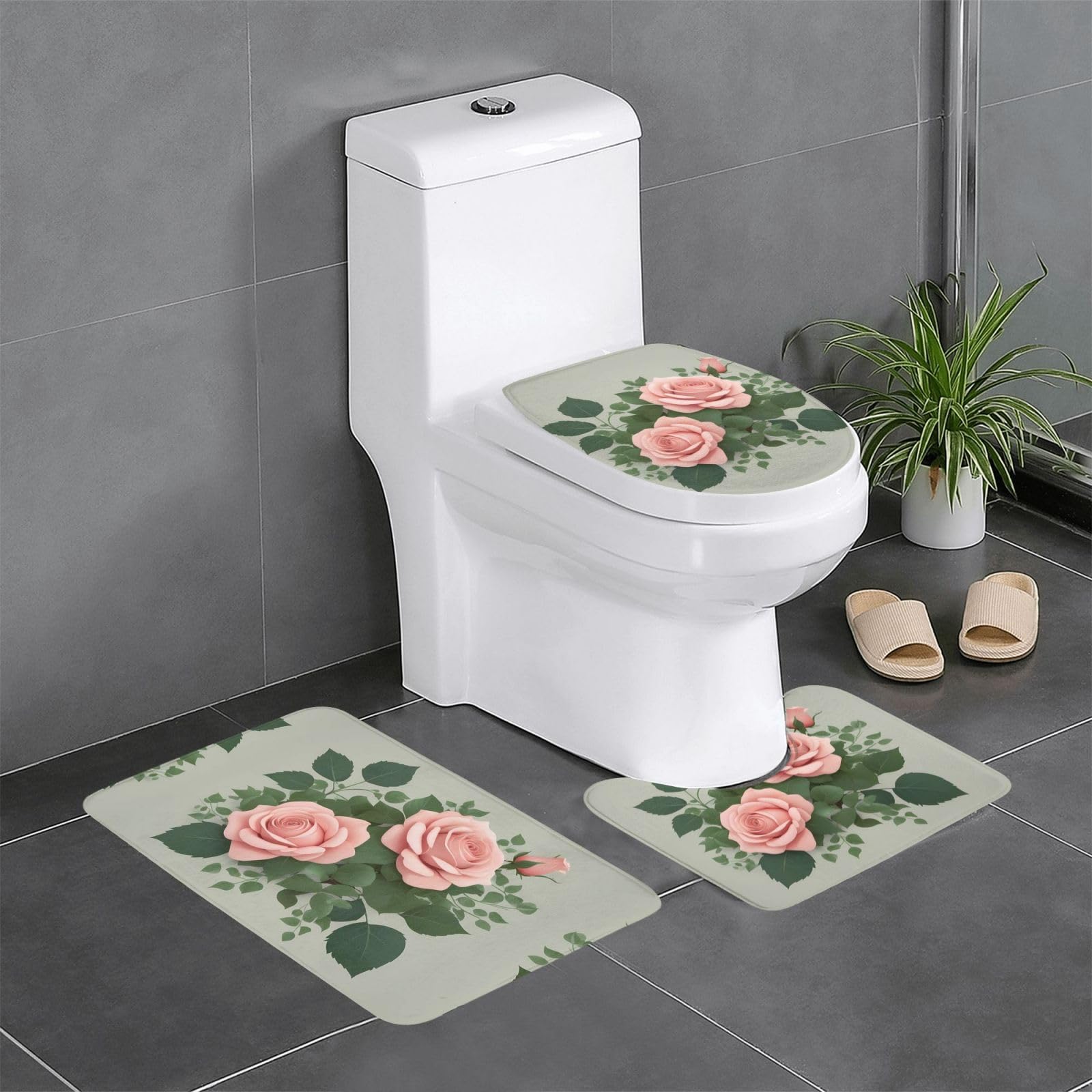Tapis de salle de bain antidérapants lot de 3 pour sécuriser WC et lavabo